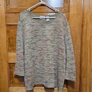 Alfred Dunner Long Sleeve Multicolor Crew Neck Sweater 3X